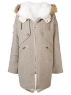 Liska Detachable Collar Parka Coat - Neutrals