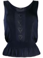 Chanel Vintage 2006 Heart Stitched Tank Top - Blue