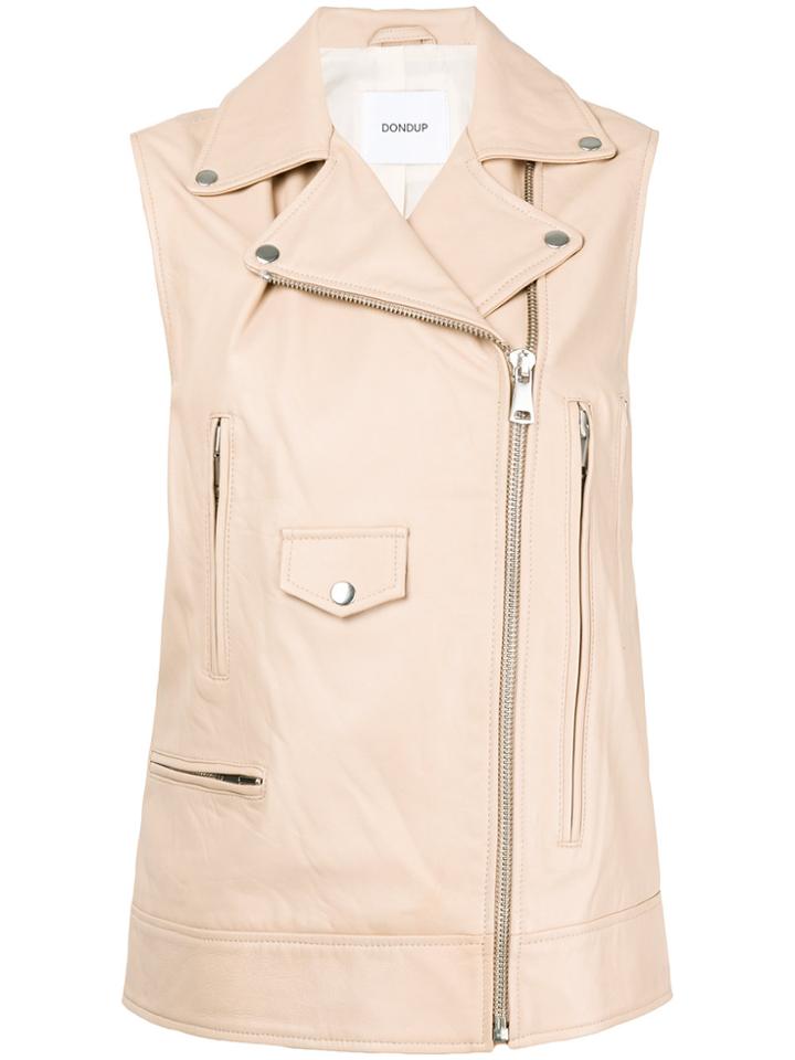 Dondup Leather Biker Vest - Nude & Neutrals