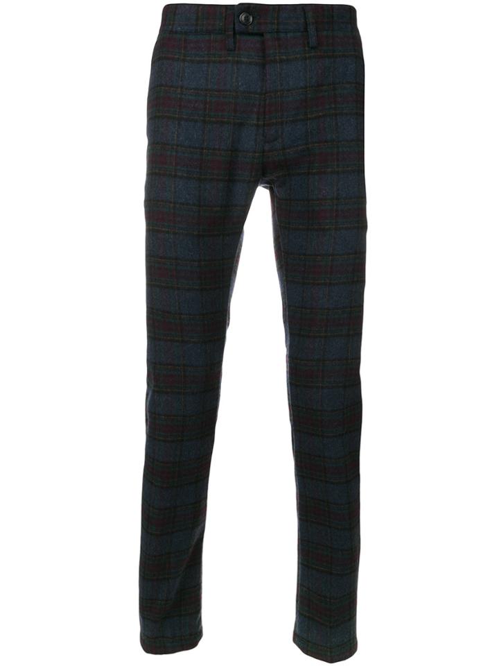 Department 5 Tartan Tailored Trousers - Blue