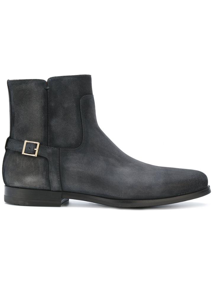Santoni Buckle-strap Ankle Boots - Grey