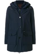 Woolrich Single-breasted Padded Coat - Blue
