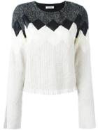 Aviù Geometric Pattern Knitted Blouse - White
