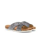 Colors Of California Kids Teen Glitter Crisscross Sandals - Silver