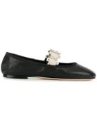 Red Valentino Flower Strap Ballerinas - Black