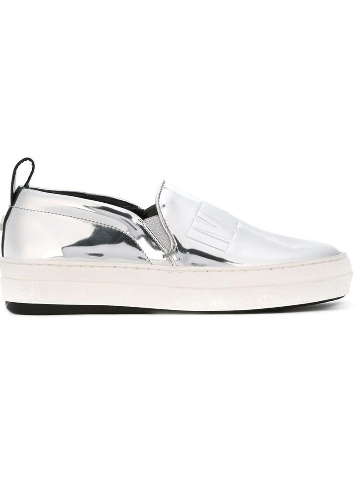 Mcq Alexander Mcqueen Fields Slip-on Sneakers, Women's, Size: 36, Grey, Rubber/patent Leather/leather
