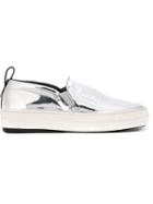 Mcq Alexander Mcqueen Fields Slip-on Sneakers, Women's, Size: 36, Grey, Rubber/patent Leather/leather
