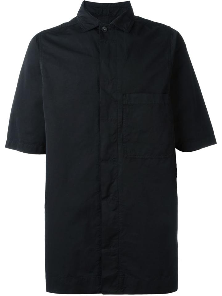 Rick Owens Drkshdw Hidden Fly Shortsleeved Shirt, Men's, Size: Medium, Black, Cotton/polyamide