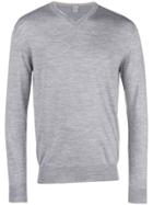 Eleventy V Neck Knit Sweater - Grey