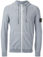 Stone Island Zipped Hoodie, Men's, Size: Large, Grey, Cotton/polyamide