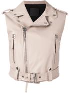 Giuseppe Zanotti Design Sleeveless Biker Jacket, Women's, Size: Small, Pink/purple, Leather/polyester