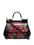 Dolce & Gabbana Black Sicily Floral-print Leather Tote Bag