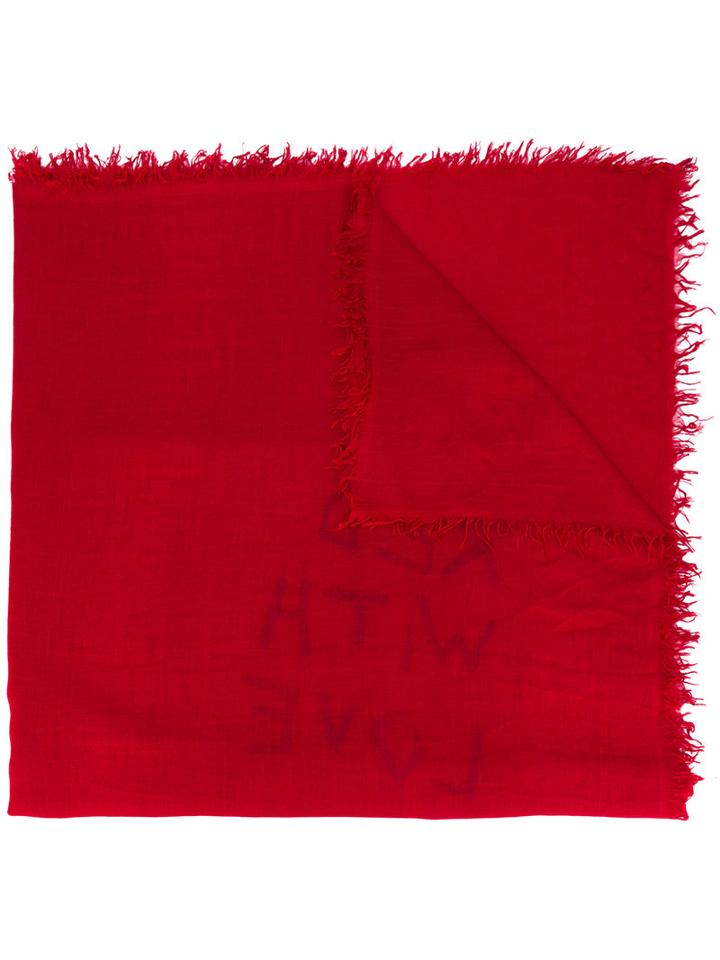 Ann Demeulemeester - Printed Scarf - Women - Cashmere - One Size, Red, Cashmere