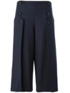 Cédric Charlier Button Front Trousers, Women's, Size: 40, Blue, Polyester/wool/other Fibers