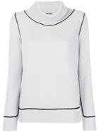 Giorgio Armani - Contrast Trim Cowl Neck Sweater - Women - Cashmere - 48, Grey, Cashmere