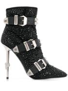 Philipp Plein Crystal Buckled Boots - Black