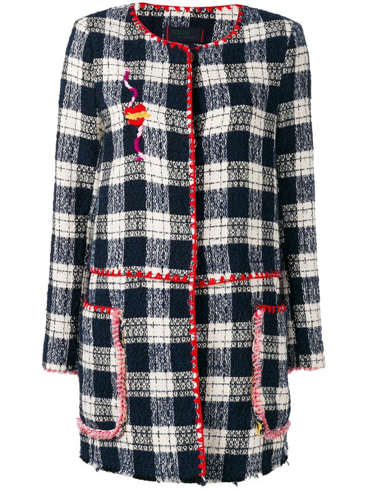 History Repeats - Checked Trim Jacket - Women - Cotton/polyester - 42, Women's, Blue, Cotton/polyester