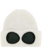 Cp Company Ribbed Knit Goggle Beanie - White