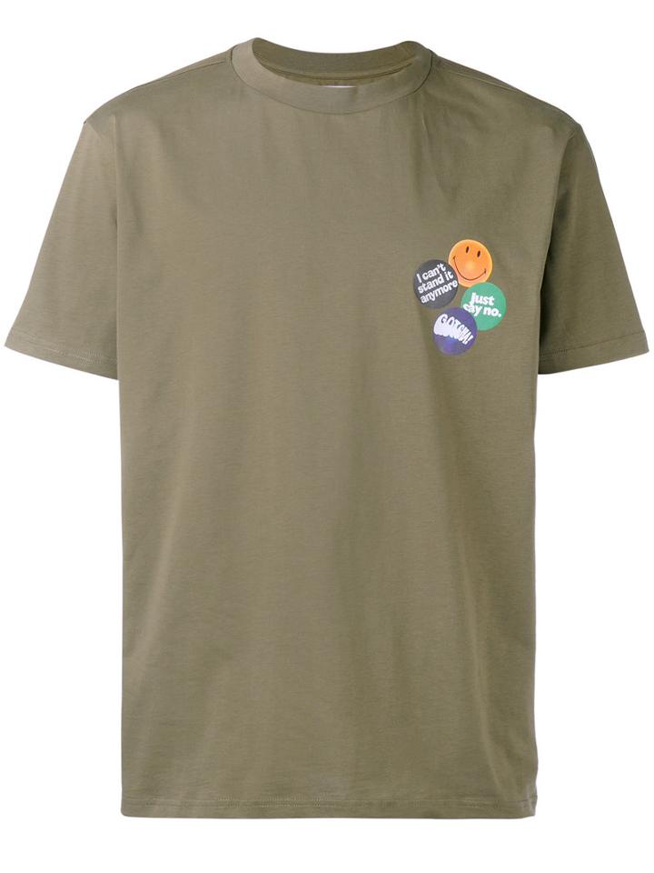 Palm Angels Buttons Print T-shirt, Men's, Size: Medium, Green, Cotton
