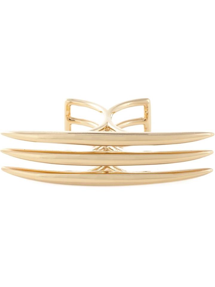 Shaun Leane Quill Crossover Ring, Women's, Size: M, Metallic, Gold Plated Sterling Silver