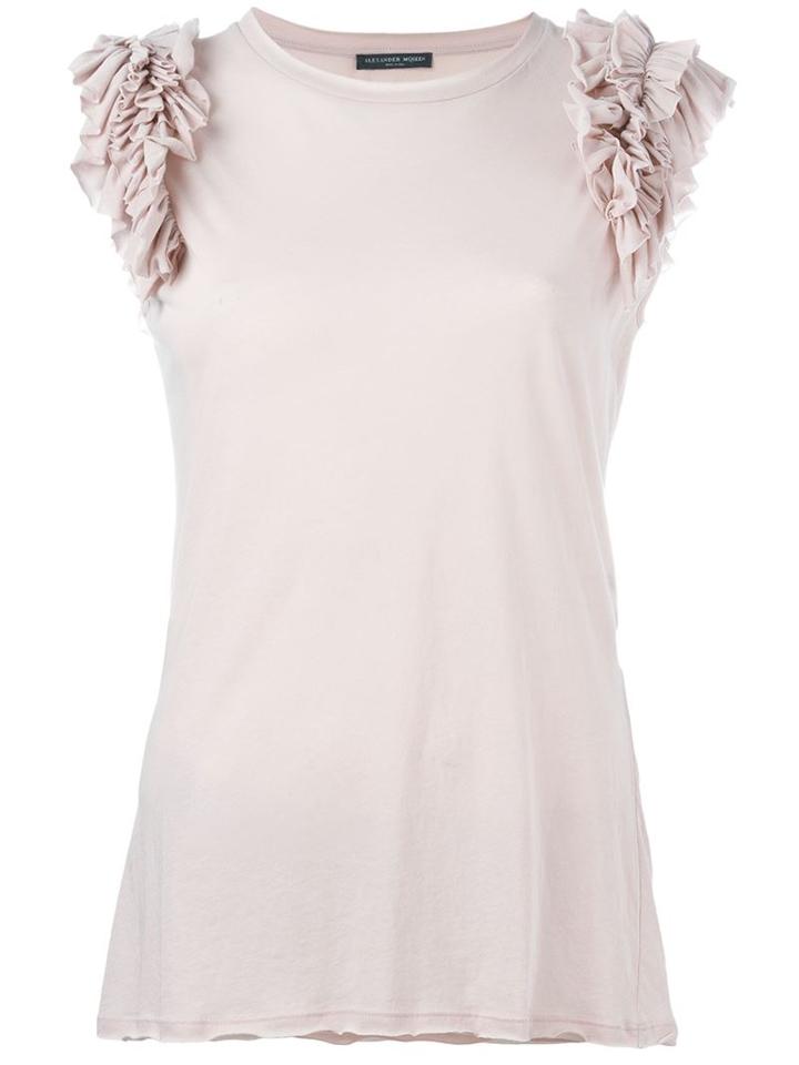 Alexander Mcqueen Ruffled Shoulder Top, Women's, Size: 38, Pink/purple, Cotton
