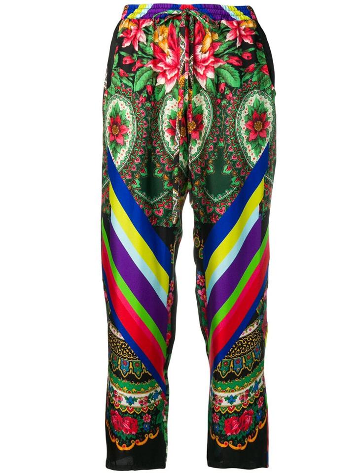 Pierre-louis Mascia Floral Colour-block Trousers - Black