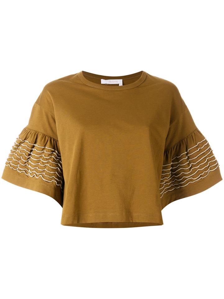 See By Chloé Ruffled Sleeve Top - Brown