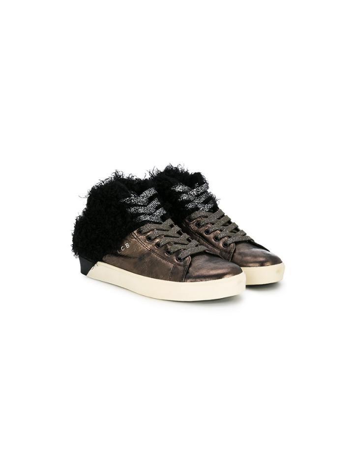 Leather Crown Kids Metallic Hi-top Sneakers - Grey