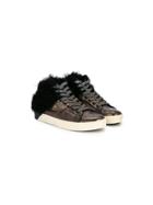 Leather Crown Kids Metallic Hi-top Sneakers - Grey