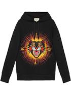 Gucci Cotton Sweatshirt With Angry Cat Appliqué - Black
