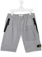 Stone Island Junior Logo Sweat Shorts - Grey