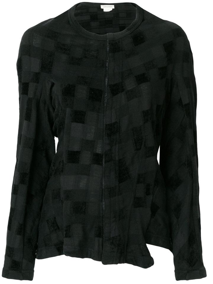 Comme Des Garçons Vintage Tonal Check Knitted Blouse - Black