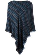 Missoni Round Neck Knit Poncho, Women's, Blue, Wool