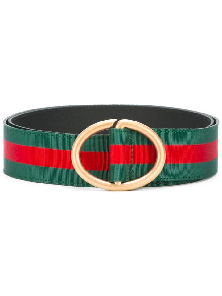 Gucci Striped Belt, Men's, Size: 90, Green, Cotton/leather
