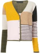 The Elder Statesman Colour Block Striped Cardigan - Pink & Purple