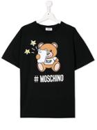 Moschino Kids Teen Selfie Bear Print T-shirt - Black