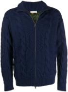 Etro Checkered Cabke-knit Cardigan - Blue