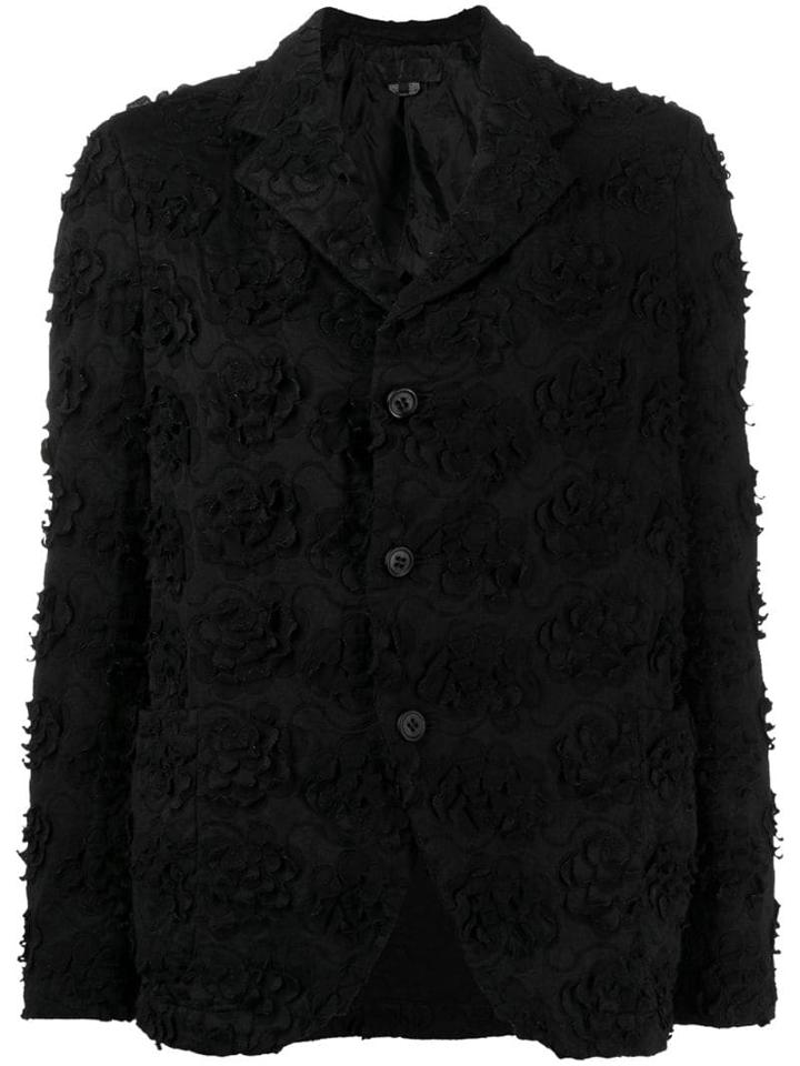 Comme Des Garçons Comme Des Garçons Fitted Floral Jacket - Black