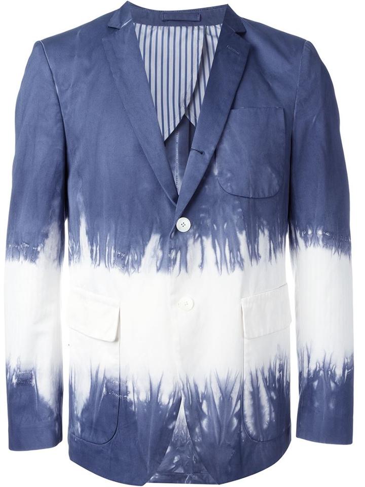 Wooster + Lardini Tie Dye 'making Water' Blazer, Men's, Size: 50, Blue, Cotton/polyester