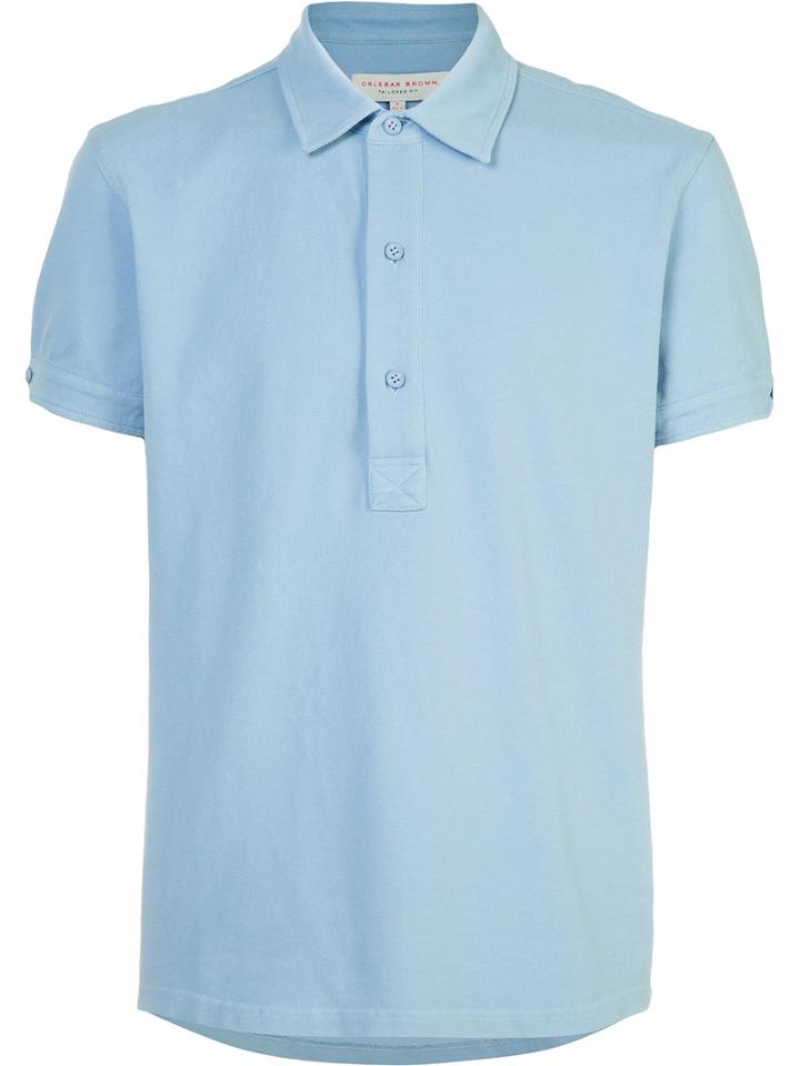 Orlebar Brown Plain Polo Shirt, Men's, Size: Large, Blue, Cotton