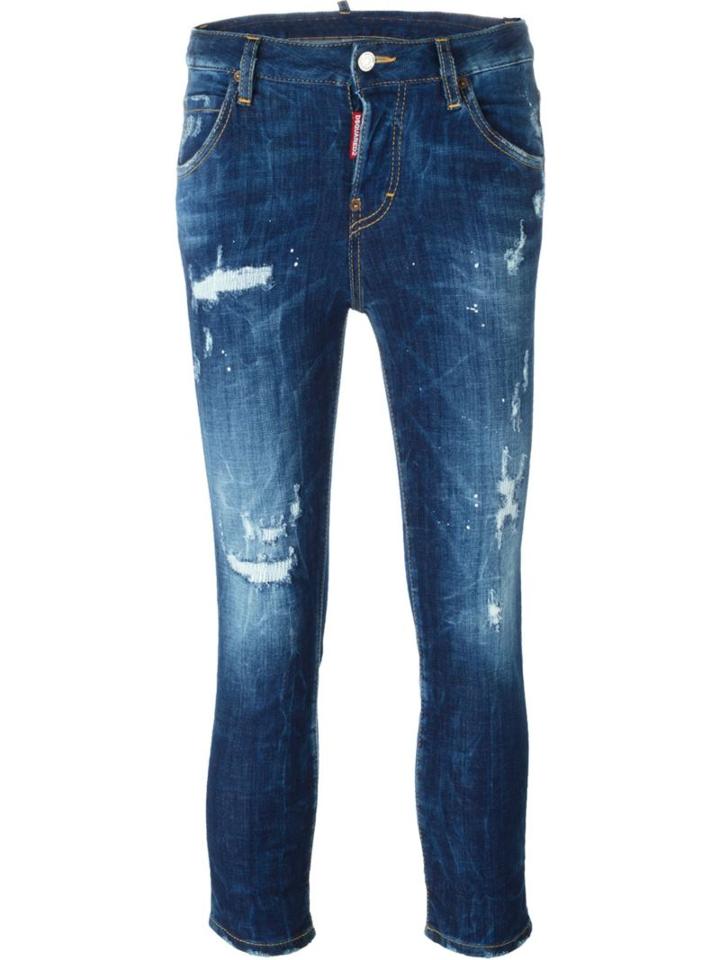 Dsquared2 Cool Girl Cropped Jeans, Size: 42, Blue, Cotton/spandex/elastane
