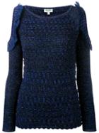 Kenzo - Cut-out Sleeve Knitted Top - Women - Polyester/viscose/metallized Polyester - M, Women's, Blue, Polyester/viscose/metallized Polyester