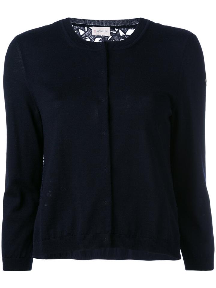 Moncler Star Embroidered Cardigan, Women's, Size: Small, Blue, Cotton/polyester/wool/polyester