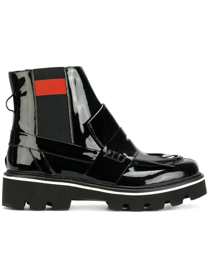 Msgm Fringed Loafer Chelsea Boots - Black