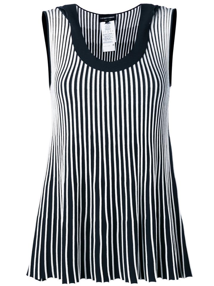 Emporio Armani - Striped Sleeveless Blouse - Women - Polyester/viscose - 44, Women's, Black, Polyester/viscose