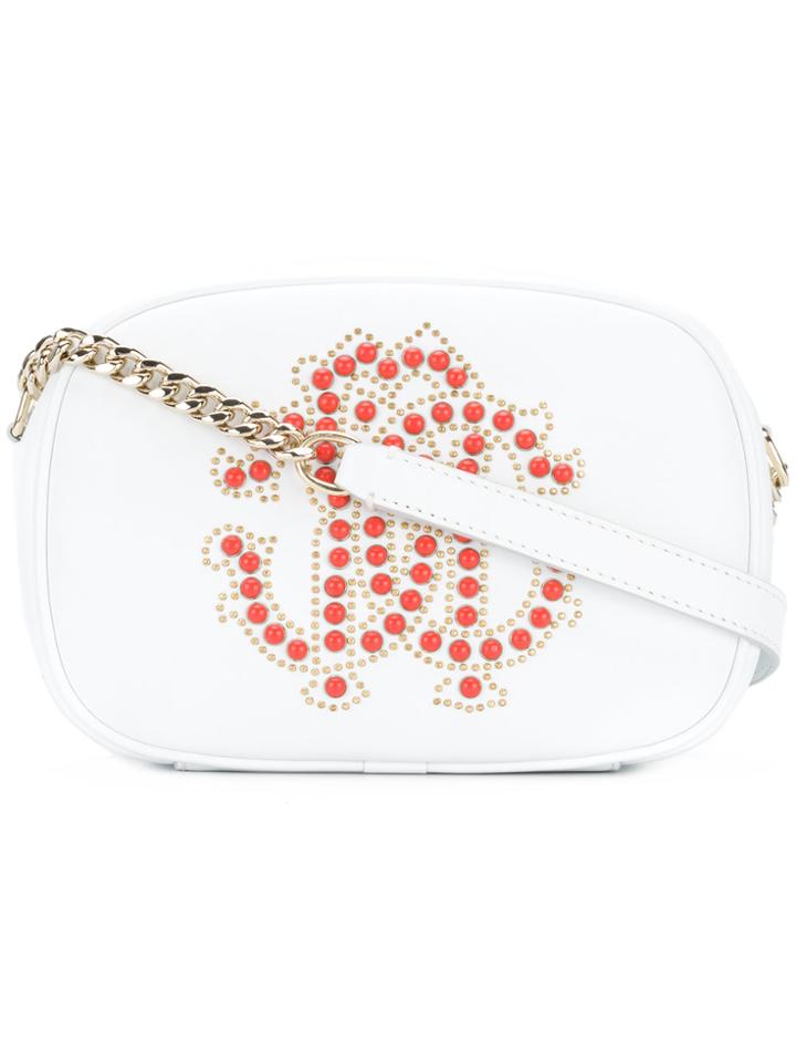 Roberto Cavalli Studded Logo Shoulder Bag - White