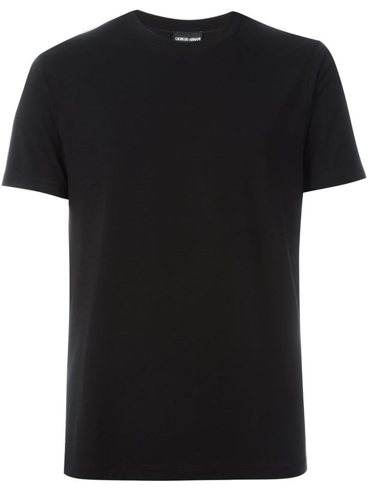 Giorgio Armani Round Neck T-shirt, Men's, Size: 52, Black, Viscose/spandex/elastane