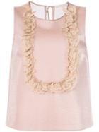 L'autre Chose - Ruffled Front Bib Top - Women - Viscose/polyamide/metallic Fibre - 40, Pink/purple, Viscose/polyamide/metallic Fibre