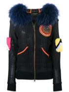 Mr & Mrs Italy Patch Tartan Bomber - Blue
