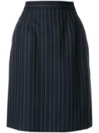 Yves Saint Laurent Vintage Pinstripe Straight Skirt - Blue